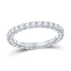 Radiant Love: 14kt White Gold Womens Round Diamond Eternity Wedding Band - Top View
