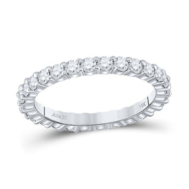 Radiant Love: 14kt White Gold Womens Round Diamond Eternity Wedding Band - Top View