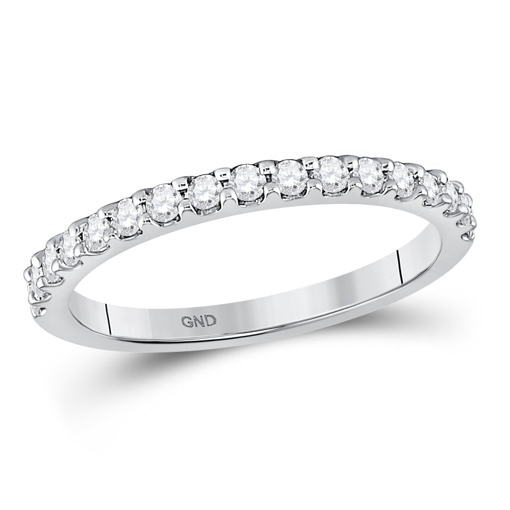 Radiant Love: 14kt White Gold Women's Round Diamond Wedding Single Row Band - Splendid Jewellery