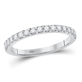 Radiant Love: 14kt White Gold Women's Round Diamond Wedding Single Row Band - Splendid Jewellery