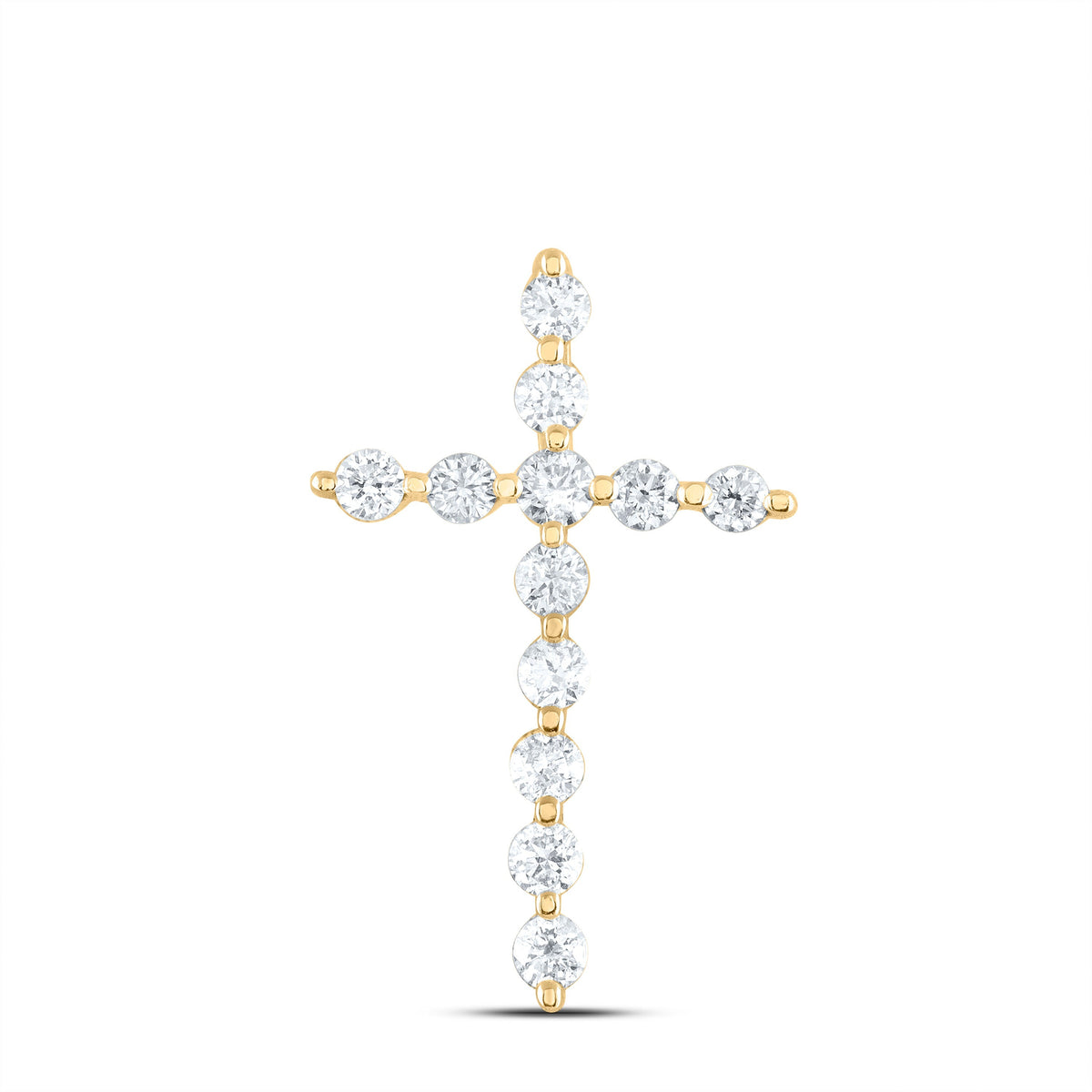Radiant Love: 14kt Yellow Gold Diamond Cross Pendant - Splendid Jewellery
