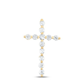 Radiant Love: 14kt Yellow Gold Diamond Cross Pendant  Top View from Splendid Jewellery