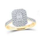 Radiant Love: 14kt Yellow Gold Emerald Diamond Halo Bridal Wedding Engagement Ring 1 Cttw - Splendid Jewellery