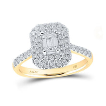 Load image into Gallery viewer, Radiant Love: 14kt Yellow Gold Emerald Diamond Halo Bridal Wedding Engagement Ring 1 Cttw - Splendid Jewellery