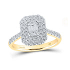 Radiant Love: 14kt Yellow Gold Emerald Diamond Halo Bridal Wedding Engagement Ring 1 Cttw - Splendid Jewellery