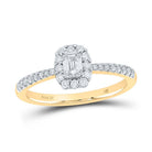 Radiant Love 14kt Yellow Gold Emerald Diamond Halo Bridal Wedding Engagement Ring - Splendid Jewellery