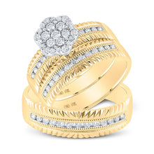 Load image into Gallery viewer, Radiant Love 14kt Yellow Gold His Hers Diamond Cluster Wedding Set - Splendid Jewellery