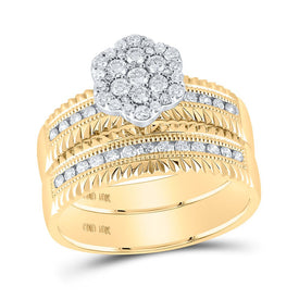 Radiant Love 14kt Yellow Gold His Hers Diamond Cluster Wedding Set - Second Side View