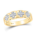 Radiant Love: 14kt Yellow Gold His Hers Round Diamond Cluster Matching Wedding Set - Side View