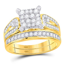Load image into Gallery viewer, Radiant Love: 14kt Yellow Gold His Hers Round Diamond Square Matching Wedding Set 1 - 1/5 Cttw - Splendid Jewellery