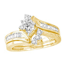 Radiant Love: 14kt Yellow Gold Marquise Diamond Bridal Wedding Ring Band Set 5/8 Cttw - Splendid Jewellery