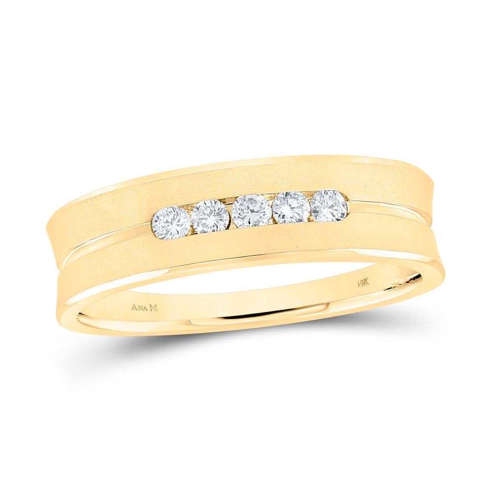 Radiant Love: 14kt Yellow Gold Men's Round Diamond Wedding Band Ring - Splendid Jewellery