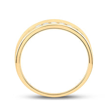 Load image into Gallery viewer, Radiant Love: 14kt Yellow Gold Men&#39;s Round Diamond Wedding Band Ring - Side View