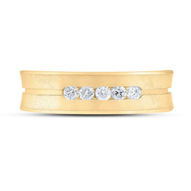 Radiant Love: 14kt Yellow Gold Men's Round Diamond Wedding Band Ring - Splendid Jewellery