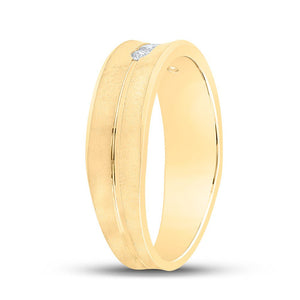 Radiant Love: 14kt Yellow Gold Men's Round Diamond Wedding Band Ring - Splendid Jewellery