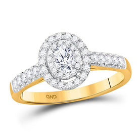Radiant Love: 14kt Yellow Gold Oval Diamond Halo Bridal Wedding Engagement Ring - Splendid Jewellery