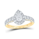 Radiant Love: 14kt Yellow Gold Pear Diamond Halo Bridal Wedding Engagement Ring - Splendid Jewellery