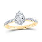Radiant Love 14kt Yellow Gold Pear Diamond Halo Bridal Wedding Engagement Ring - Splendid Jewellery
