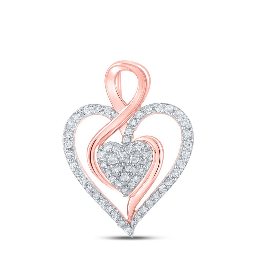 Radiant Love Affair: 10kt Rose Gold Diamond Heart & Love Symbol Pendant - Splendid Jewellery