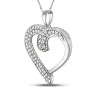 Radiant Love Affair Diamond Pendant | 10kt White Gold Womens Round Diamond Heart Pendant 1/4 Cttw - Splendid Jewellery