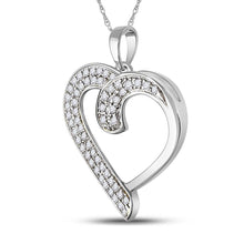 Load image into Gallery viewer, Radiant Love Affair Diamond Pendant | 10kt White Gold Womens Round Diamond Heart Pendant 1/4 Cttw - Splendid Jewellery