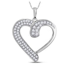 Radiant Love Affair Diamond Pendant | 10kt White Gold Womens Round Diamond Heart Pendant 1/4 Cttw - Splendid Jewellery