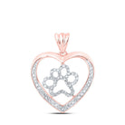 Radiant Love and Paw Diamond Pendant | 10kt Rose Gold 1/3 Cttw Heart Necklace - Splendid Jewellery