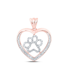 Radiant Love and Paw Diamond Pendant | 10kt Rose Gold 1/3 Cttw Heart Necklace - Splendid Jewellery