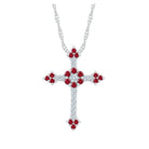 Radiant Love Cross Pendant | 10kt White Gold Womens Round Lab - Created Ruby Cross Pendant 1 Cttw | Splendid Jewellery - Splendid Jewellery