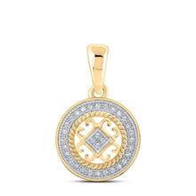 Load image into Gallery viewer, Radiant Love Diamond Circle Pendant | 10kt Yellow Gold Womens Round Diamond Circle Pendant 1/10 Cttw - Splendid Jewellery
