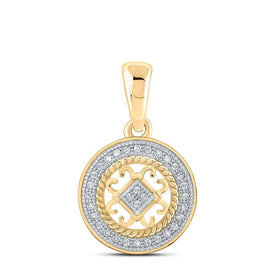 Radiant Love Diamond Circle Pendant | 10kt Yellow Gold Womens Round Diamond Circle Pendant 1/10 Cttw - Splendid Jewellery