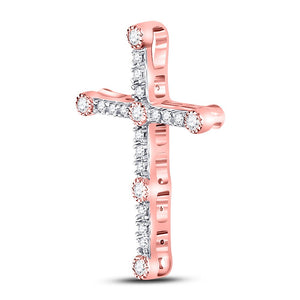 Radiant Love Diamond Cross Pendant | 10kt Two - tone Gold Womens Round Diamond Cross Pendant 1/4 Cttw | Splendid Jewellery - Splendid Jewellery