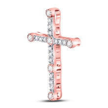 Load image into Gallery viewer, Radiant Love Diamond Cross Pendant | 10kt Two - tone Gold Womens Round Diamond Cross Pendant 1/4 Cttw | Splendid Jewellery - Splendid Jewellery
