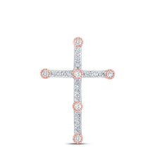Load image into Gallery viewer, Radiant Love Diamond Cross Pendant | 10kt Two - tone Gold Womens Round Diamond Cross Pendant 1/4 Cttw | Splendid Jewellery - Splendid Jewellery