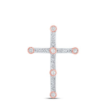 Load image into Gallery viewer, Radiant Love Diamond Cross Pendant | 10kt Two-tone Gold Womens Round Diamond Cross Pendant 1/4 Cttw | Splendid Jewellery  Top View from Splendid Jewellery