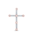 Radiant Love Diamond Cross Pendant | 10kt Two-tone Gold Womens Round Diamond Cross Pendant 1/4 Cttw | Splendid Jewellery  Top View from Splendid Jewellery
