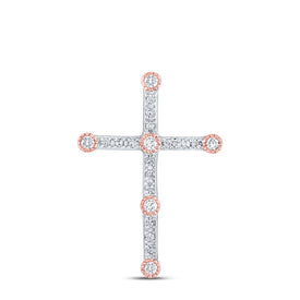 Radiant Love Diamond Cross Pendant | 10kt Two-tone Gold Womens Round Diamond Cross Pendant 1/4 Cttw | Splendid Jewellery  Top View from Splendid Jewellery