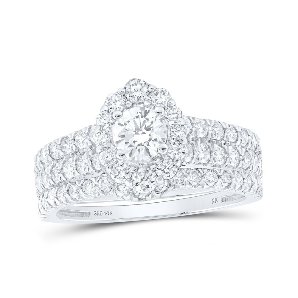 Radiant Love Diamond Halo Bridal Wedding Ring Band Set - Splendid Jewellery
