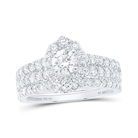 Radiant Love Diamond Halo Bridal Wedding Ring Band Set - Splendid Jewellery