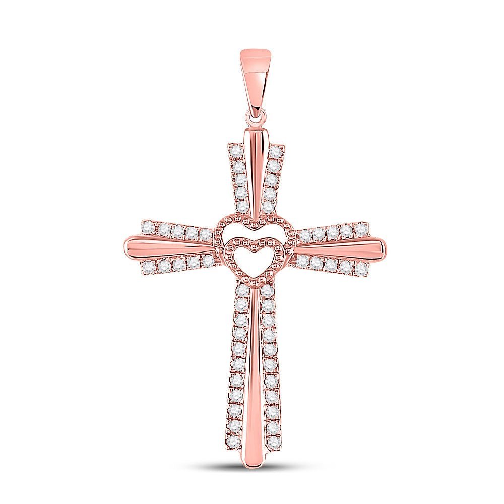 Radiant Love Diamond Heart Cross Pendant - Splendid Jewellery