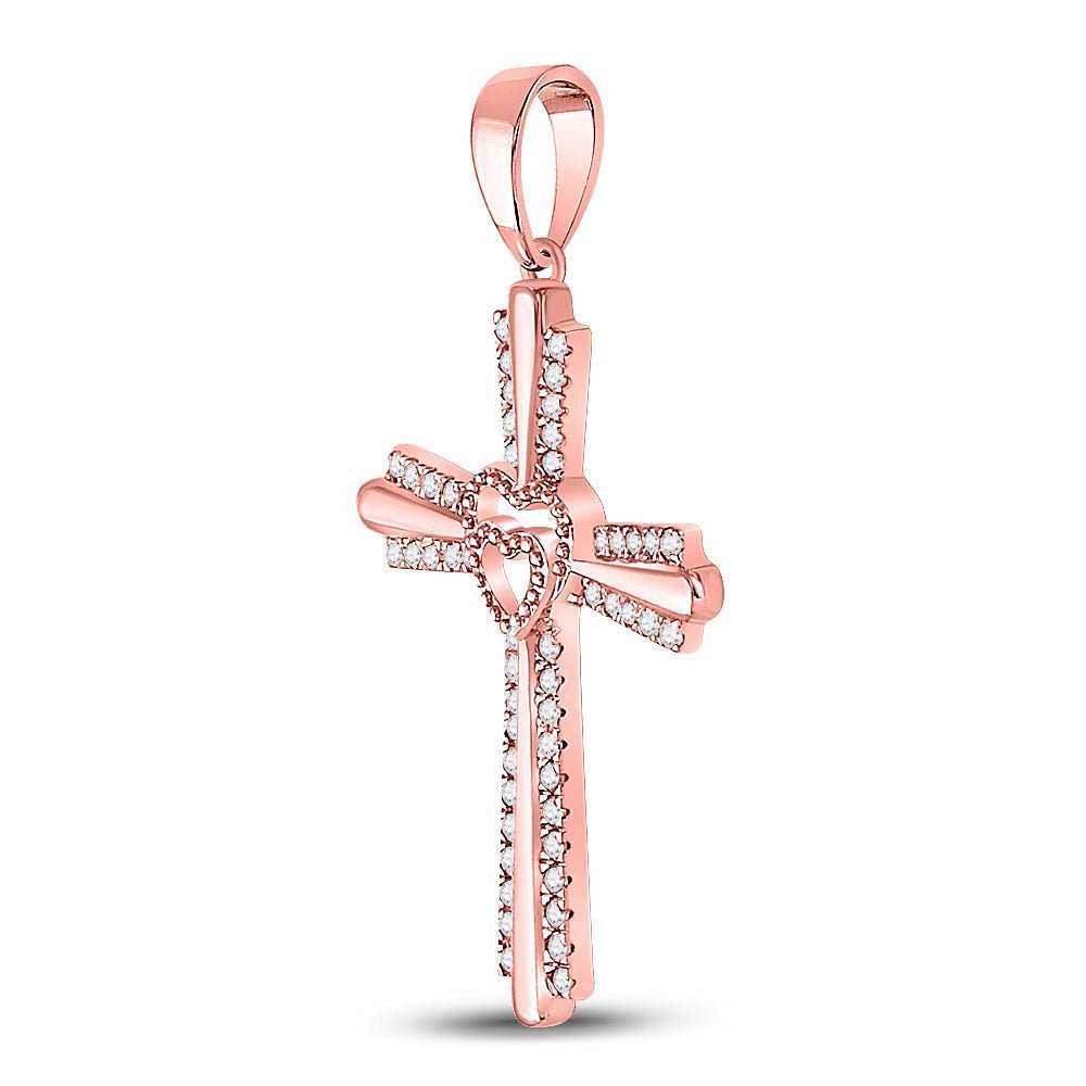 Radiant Love Diamond Heart Cross Pendant - Splendid Jewellery