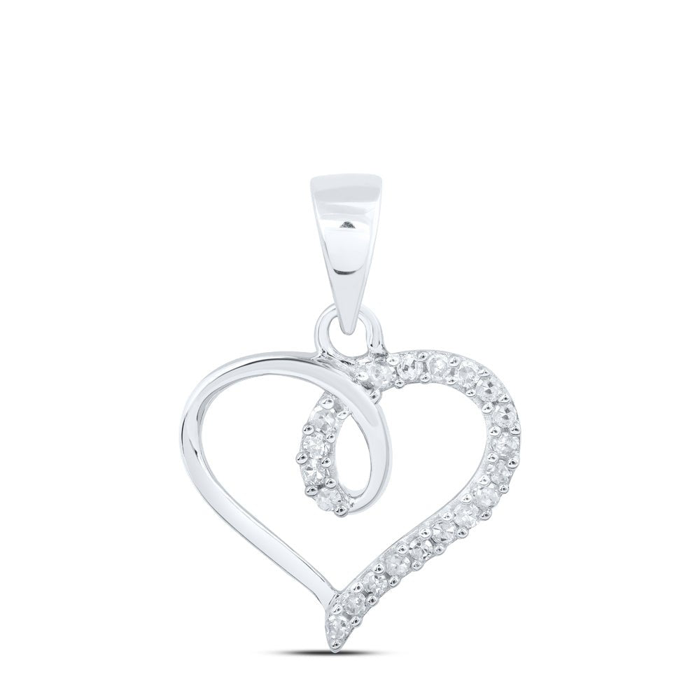 Radiant Love Diamond Heart Pendant - 10kt White Gold with 1/10 Cttw of Round Diamonds - Splendid Jewellery