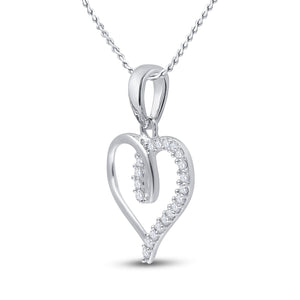 Radiant Love Diamond Heart Pendant - 10kt White Gold with 1/10 Cttw of Round Diamonds - Splendid Jewellery