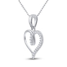 Radiant Love Diamond Heart Pendant - 10kt White Gold with 1/10 Cttw of Round Diamonds - Splendid Jewellery