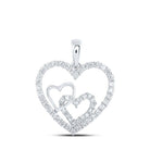 Radiant Love Diamond Heart Pendant | 10kt White Gold Womens Round Diamond Nested Heart Pendant 3/8 Cttw | Splendid Jewellery - Splendid Jewellery