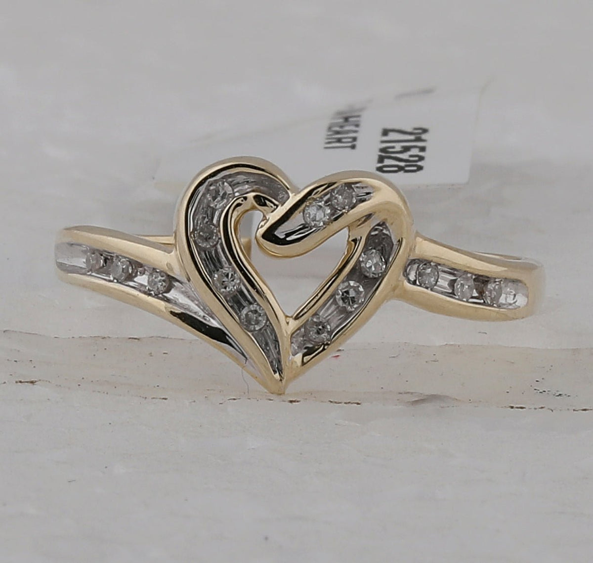 Radiant Love Diamond Heart Ring | 10kt Two - tone Gold Womens Round Diamond Heart Frame Ring 1/12 Cttw | Splendid Jewellery - Splendid Jewellery