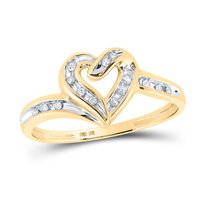 Radiant Love Diamond Heart Ring | 10kt Two - tone Gold Womens Round Diamond Heart Frame Ring 1/12 Cttw | Splendid Jewellery - Splendid Jewellery