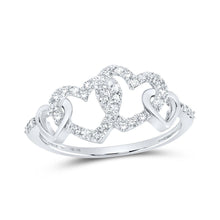 Load image into Gallery viewer, Radiant Love Diamond Heart Ring | 10kt White Gold Womens Round Diamond Double Heart Ring 1/4 Cttw - Splendid Jewellery