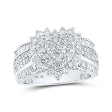 Load image into Gallery viewer, Radiant Love Diamond Heart Ring - 10kt White Gold Womens Round Diamond Heart Ring 1 - 1/2 Cttw - Splendid Jewellery