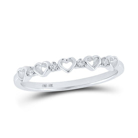Radiant Love Diamond Heart Ring | 10kt White Gold Womens Round Diamond Heart Ring 1/20 Cttw - Splendid Jewellery